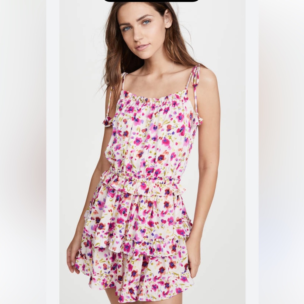 MISA Eliana Tiered Floral-Print Short Dress